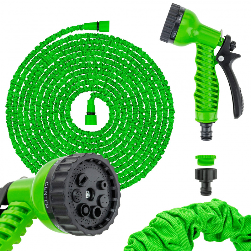 Gartenschlauch, Gardena Schlauch 10-30m, Wasserschlauch mit Wassersprühpistole Ausziehbarer Zauberschlauch Grün