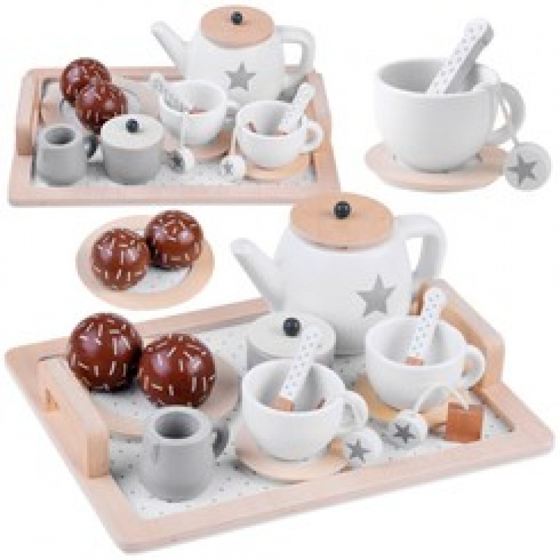 Teeservice aus Holz mit Tablett ZA4124