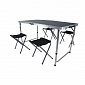 Linder Exclusiv Camping Set - Klappbarer Campingtisch - 4 Hocker - Schwarz - Koffertisch - klappbar - höhenverstellbar - kompakt & wetterfest
