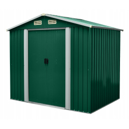 Aga Gartenhaus MR4052 – verzinkter Stahl, 4,1 m² – 236x206x174 cm - Doppelschiebetüren – Grün  – robust & witterungsbeständig – für Gartengeräte