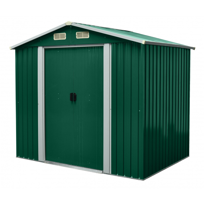 Aga Gartenhaus MR4052 – verzinkter Stahl, 4,1 m² – 236x206x174 cm - Doppelschiebetüren – Grün  – robust & witterungsbeständig – für Gartengeräte
