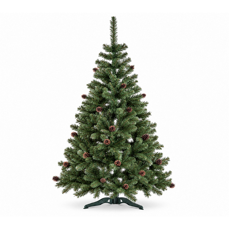 Aga Weihnachtsbaum leicht küstlisch beschneite Fichte mit kleinen Zapfen 180 cm , Künstlicher Weihnachtsbaum, Tannenbaum mit ständer, Christbaum, Kunstbaum Weihnachten