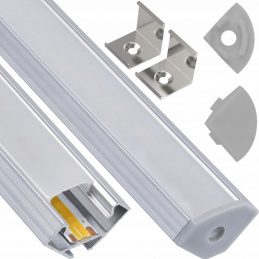 LED hliníkový profil rohový 2m bílý - sada