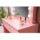 Aga Schminktisch mit Spiegel und Beleuchtung + Hocker Rosa