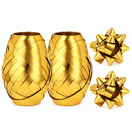 Aga 2x Geschenkband 0,5 cm x 20 m + 6x golde Sterne