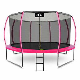 Aga SPORT EXCLUSIVE Trampolin 366 cm 12 ft Rosa, Kindertrampolin, Gartentrampolin mit Sicherheitsnetz + Sicherheitsnetz + Leiter