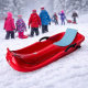 Aga Kinder Schlitten DS496 Rot, Hochwertige Kinderschlitten aus Kunststoff, mit Bremsen, stabile und schöne Schlitten für Kinder