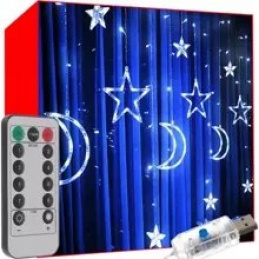 Lichtvorhang 138 LED USB kaltweiß KS19756