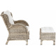 Aga Rattan-Sessel mit Hocker CONSUL RATTAN,Rattansessel mit Polsterung Hellgrau