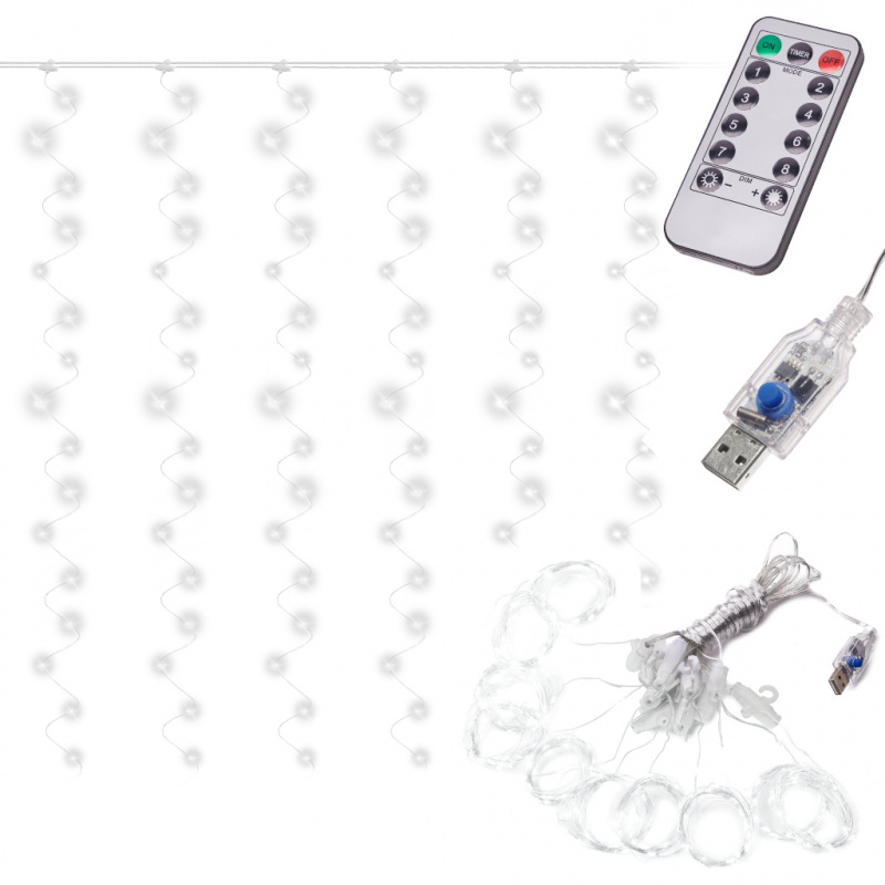 Aga LED Lichtvorhang 3x3m 300 LED Kaltweiß