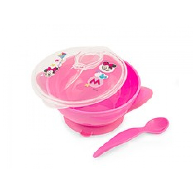 Miseczka z pokrywką i łyżeczką Minnie 4m+ LULABI uniwersalny