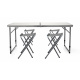 Aga Camping Set – Faltbarer Campingtisch mit 4 Hockern – höhenverstellbar –  kompakt & wetterfest - Aluminium – Koffertisch für 4 Personen - Weiss