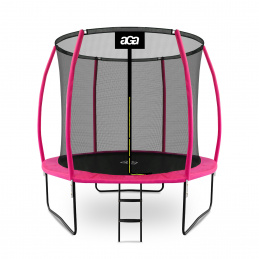Aga SPORT EXCLUSIVE Trampolin, Kindertrampolin, Gartentrampolin mit Sicherheitsnetz 250 cm Rosa + Schutznetz + Leiter