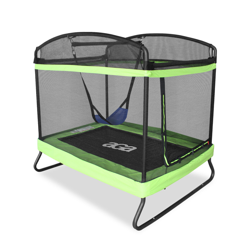 Aga Rechteckiges Trampolin, Kindertrampolin, Gartentrampolin mit Sicherheitsnetz 122x183 cm Hellgrün + Schutznetz