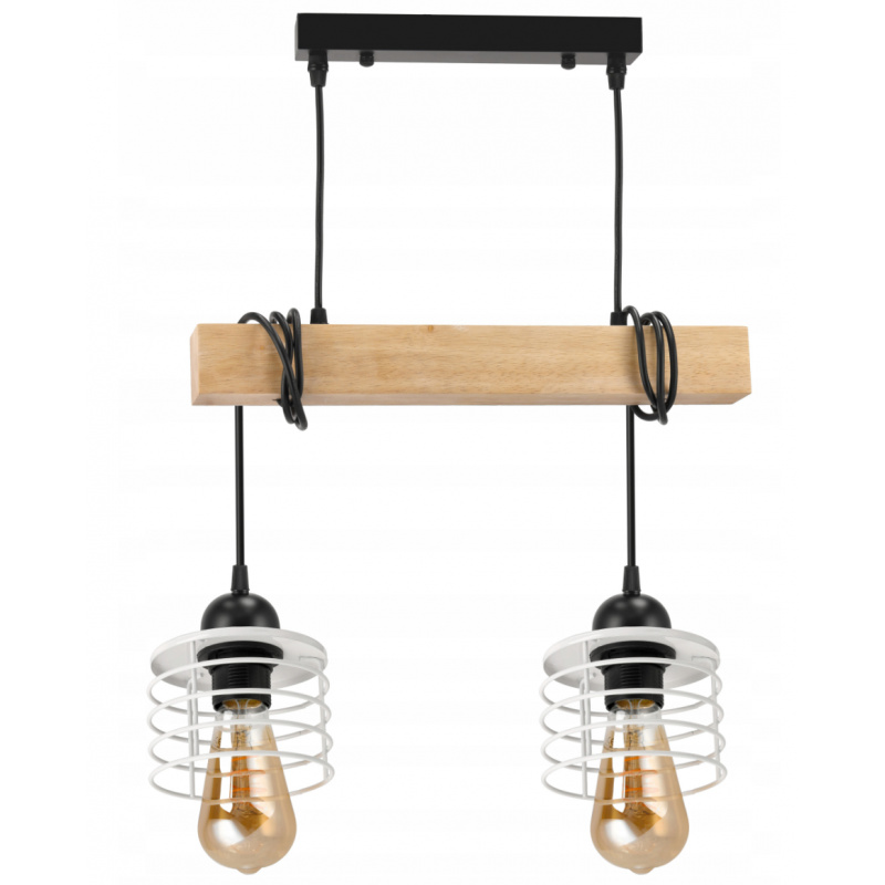Závěsné stropní svítidlo LED dřevěný trám 2xE27 Lustr Spring White