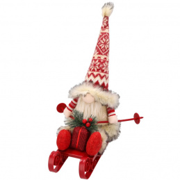 Skrzat świąteczny na sankach świecący - 40 cm