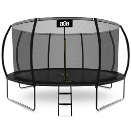 Aga SPORT EXCLUSIVE Trampolin, Kindertrampolin, Gartentrampolin mit Sicherheitsnetz 430 cm Schwarz + Schutznetz + Leiter