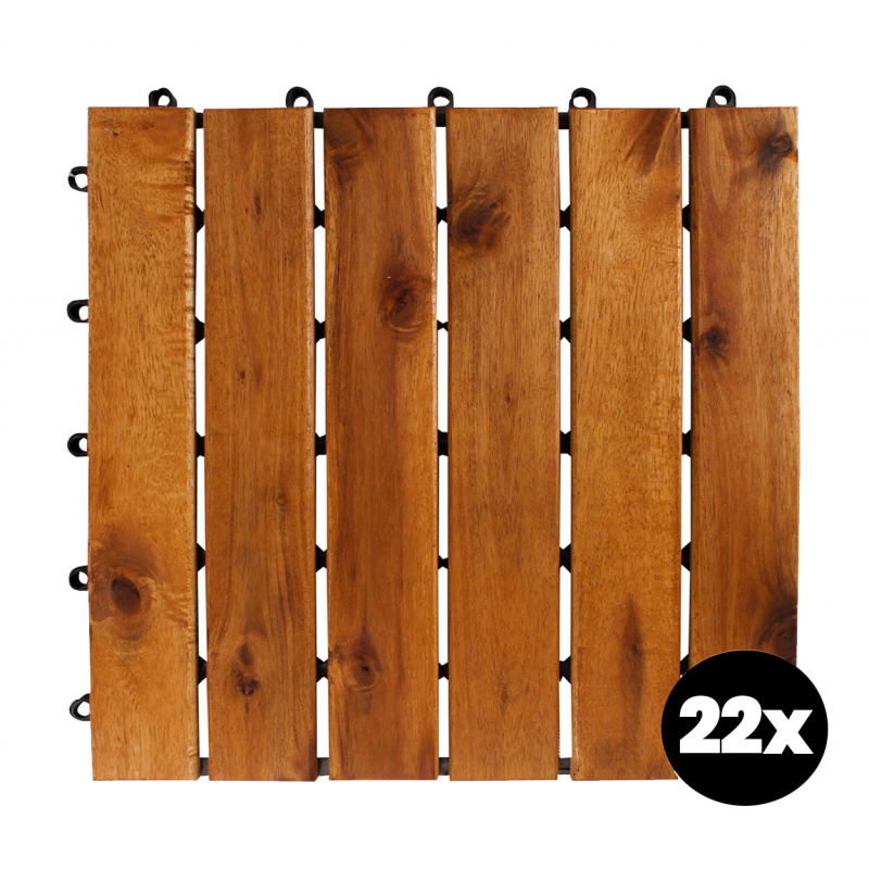 Linder Exclusiv Akazien-Terrassenfliesen 30x30 cm 22 Stück 22er Set
