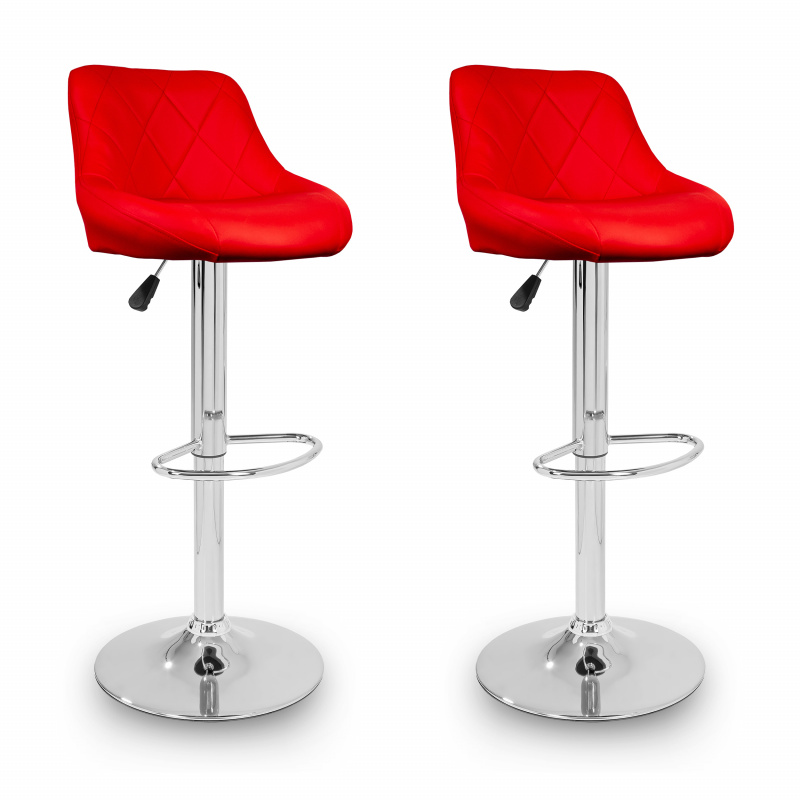 Aga 2er Set Barhocker Rot  aus Kunstleder 360° drehbar höhenverstellbar, Barstuhl, Küchenhocker, Barhocker, Barstuhl, Bistrohocker