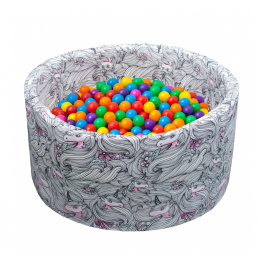 Aga Bällebad für Baby ab 1 Jahr, Rundes Weiches Schaumstoff Bällepool mit 200 Bälle, 90x40 cm Ballgrube Spielzeug für Kleinkinder,