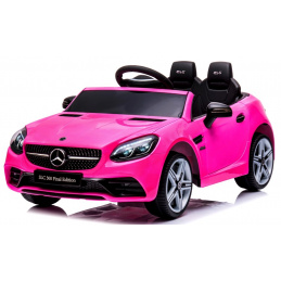 Mercedes SLC 300 różowy Piankowe Koła Eva, miękki fotelik Licencja Akumulator litowo-jonowy