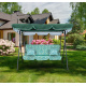 Aga MAJKA Hollywoodschaukel Prestige Grün, Gartenschaukel 200 kg belastbar, 3-Sitzer mit Dach & Sitzauflage, Hängeschaukel, Schaukelbank für Garten - Terrasse