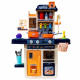 Aga4Kids Plastikküche mit Wasserpumpe, zwei Induktionskochfelder, Regal und Haken für Küchenzubehör