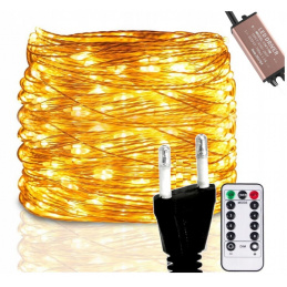 Světelný řetěz zahradní girlanda 10m 100LED 230V + dálkové ovládání