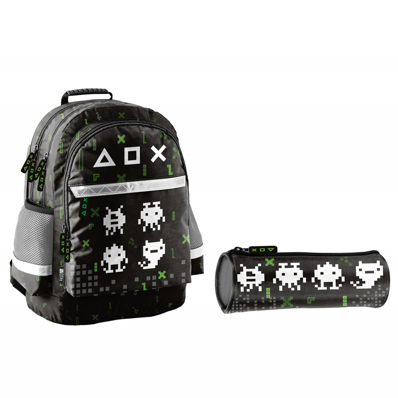 Paso School Set Dreikammer-Rucksack mit Federmappe Game