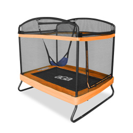 Aga Rechteckiges Trampolin, Kindertrampolin, Gartentrampolin mit Sicherheitsnetz 122x183 cm Orange + Schutznetz