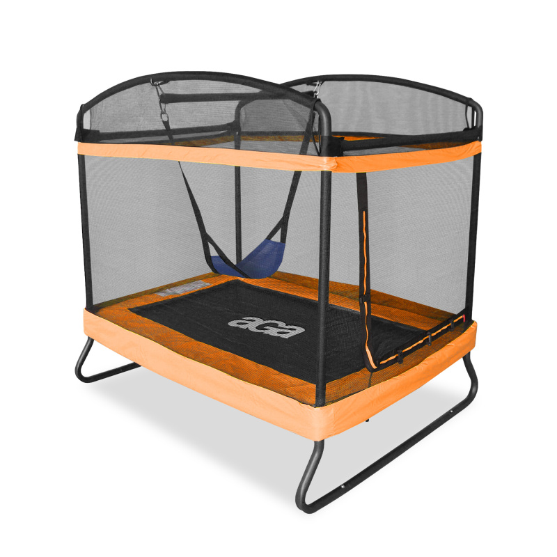 Aga Rechteckiges Trampolin, Kindertrampolin, Gartentrampolin mit Sicherheitsnetz 122x183 cm Orange + Schutznetz