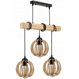 Závěsné stropní svítidlo LED dřevěný trám 3xE27 loft dřevěná koule