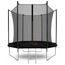 Aga SPORT FIT Trampolin 244 cm 8 ft Schwarz + inneres Schutznetz + Leiter