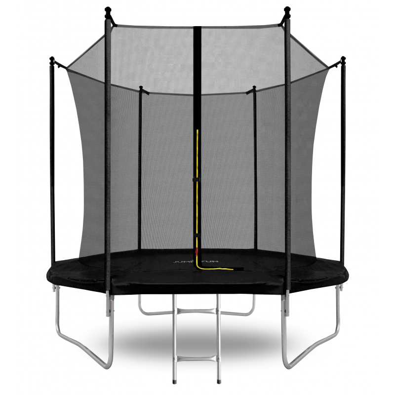 Aga SPORT FIT Trampolin 244 cm 8 ft Schwarz + inneres Schutznetz + Leiter