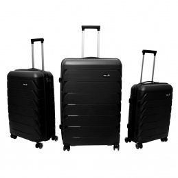 Aga Travel Kofferset 3-teilig MR4675 – Polypropylen Hartschalenkoffer, TSA-Schloss, 360° Doppelrollen, Teleskopgriff, leicht & robust, Handgepäck 33/63/93L, Schwarz