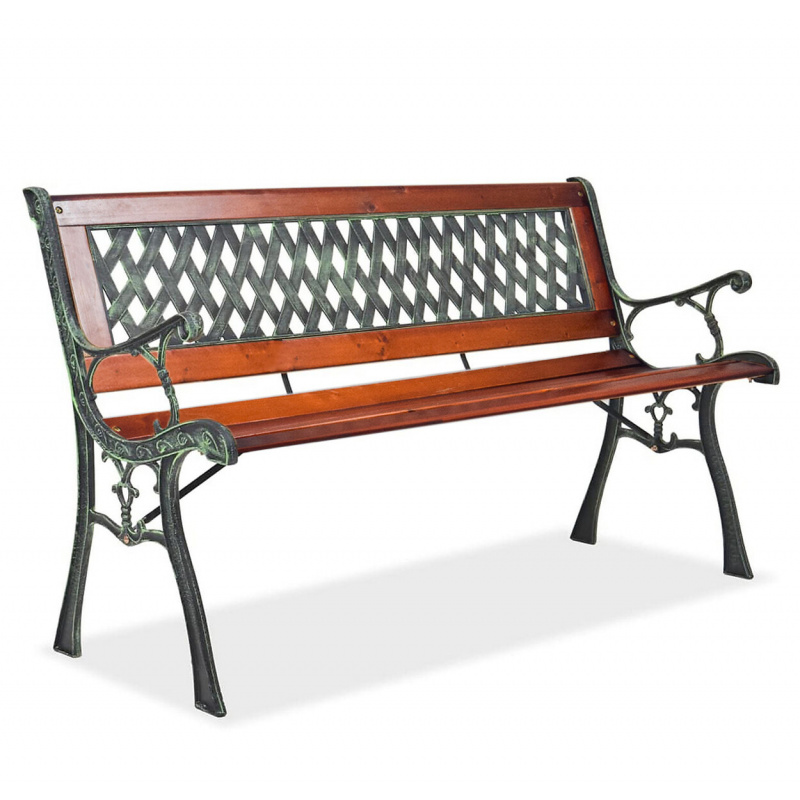 Linder Exclusiv Gartenbank 2-Sitzer,Sitzbank aus Holz-Metall Parkbank bis 150Kg mit Rückenlehnen Gartenmöbel Holzbank MC4413 125x52x74 cm
