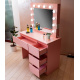Aga Schminktisch mit 12 LED Glühbirnen,Kosmetiktisch,Schmiktisch mit 4 Schubladen Rosa