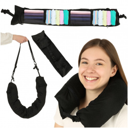 Cestovní polštář cestovní rohovková opěrka hlavy opěrka krku úložný prostor pro plnění černá