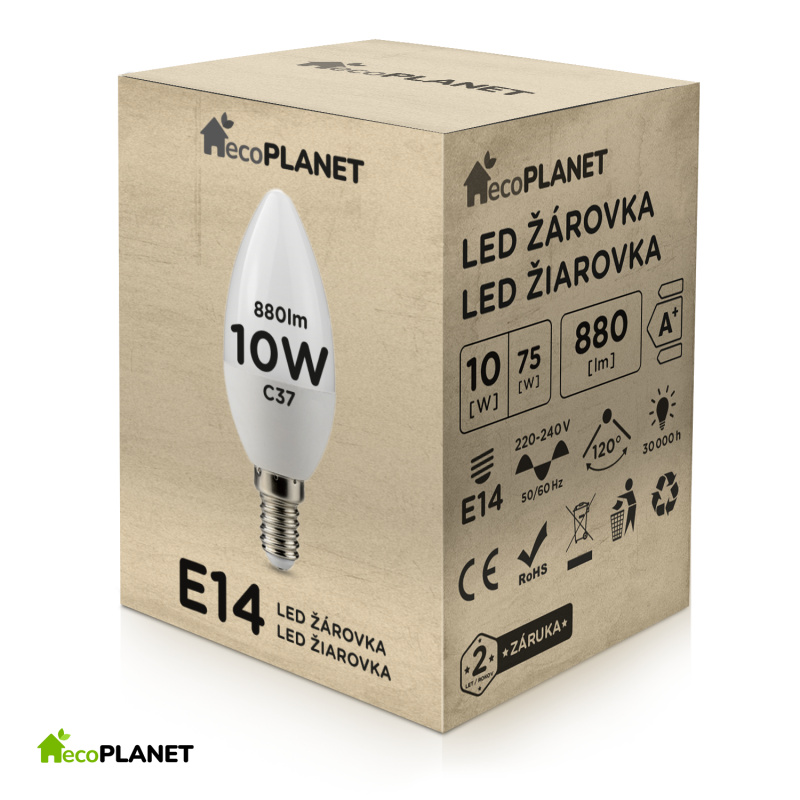 LED Leuchtmittel Ersatz LED-Glühbirnen- ecoPLANET - E14 - 10W - Kerze - 880Lm - neutralweiß, LED Leuchtmittel, LED Lampe, LED Glühbirne, LED Birne