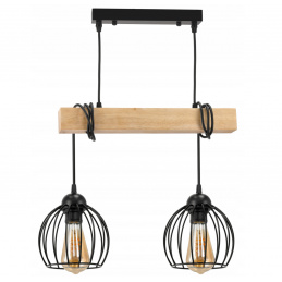 Závěsné stropní svítidlo LED dřevěný trám 2xE27 Lustr Wire ball