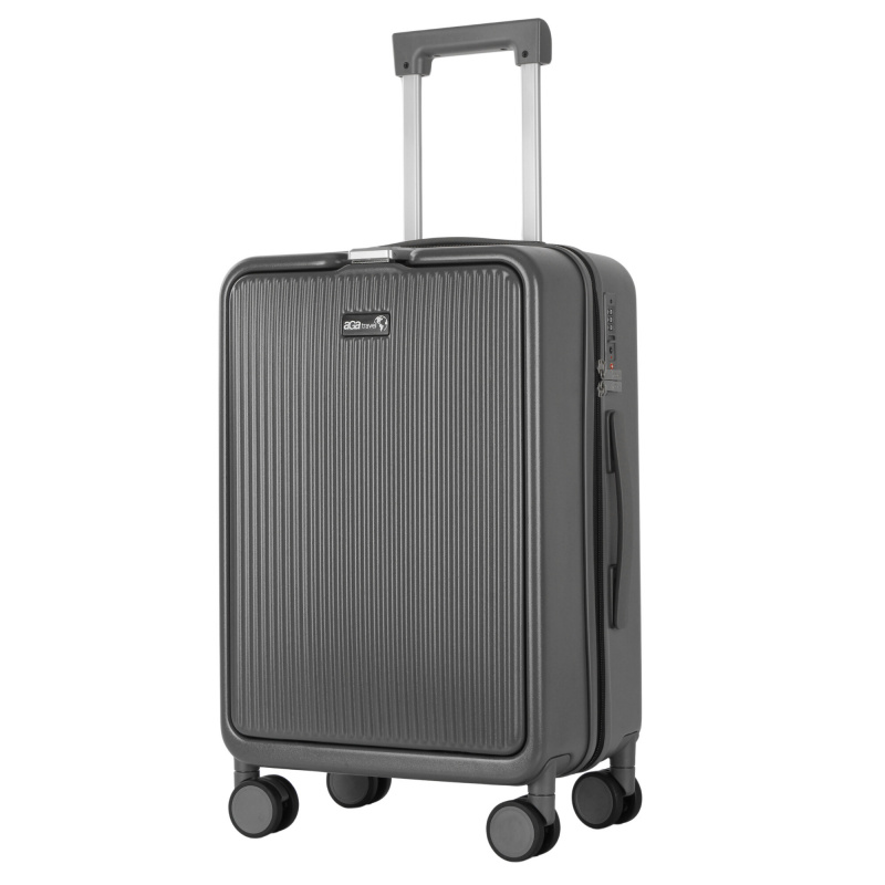 Aga Travel Handgepäck, Reisekoffer MR4671 Dunkelgrau, Hartschale, TSA, 4 Rollen, Teleskopgriff