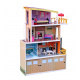 Aga4Kids Puppenhaus 3 Etagen HILARY Puppenstube aus Holz Spielhaus mit Aufzug