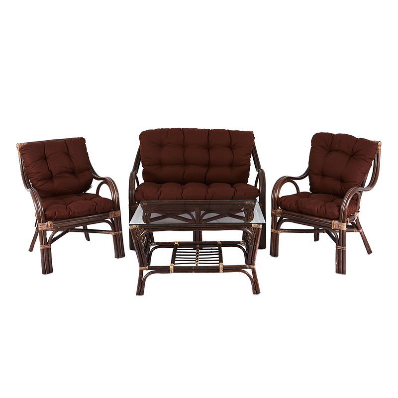 Aga Rattan-Garnitur BUTEO Choco Dunkelbraun