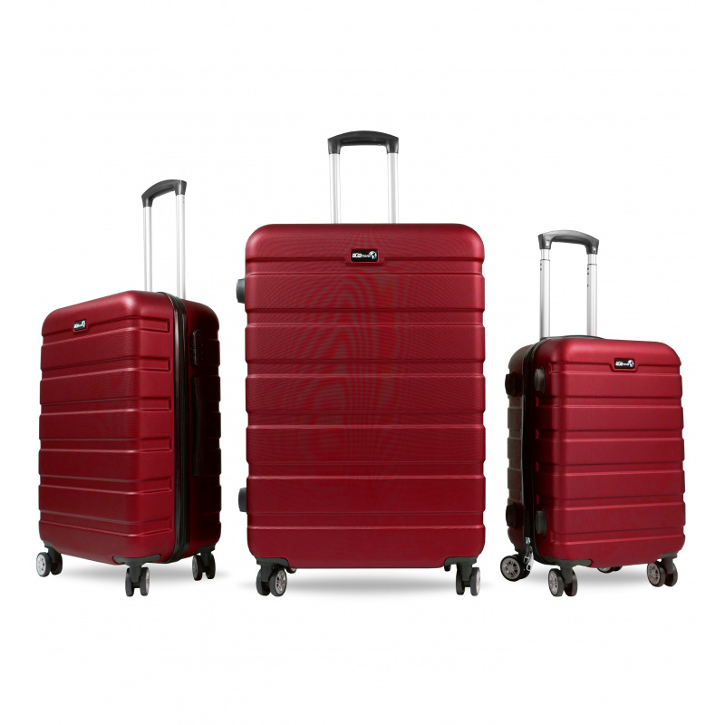 Aga Travel Kofferset, Reisekofferset MR4650 Rot, Hartschalenkoffer, Doppeltragegriff mit Zahlenschloss, Trolley Reisekoffer 3tgl 4 Rollen Reisekoffer