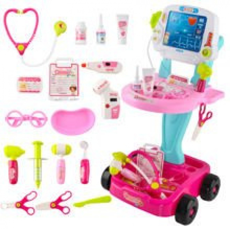 Medizinischer Wagen mit EKG-Untersuchung rosa ISO 8245