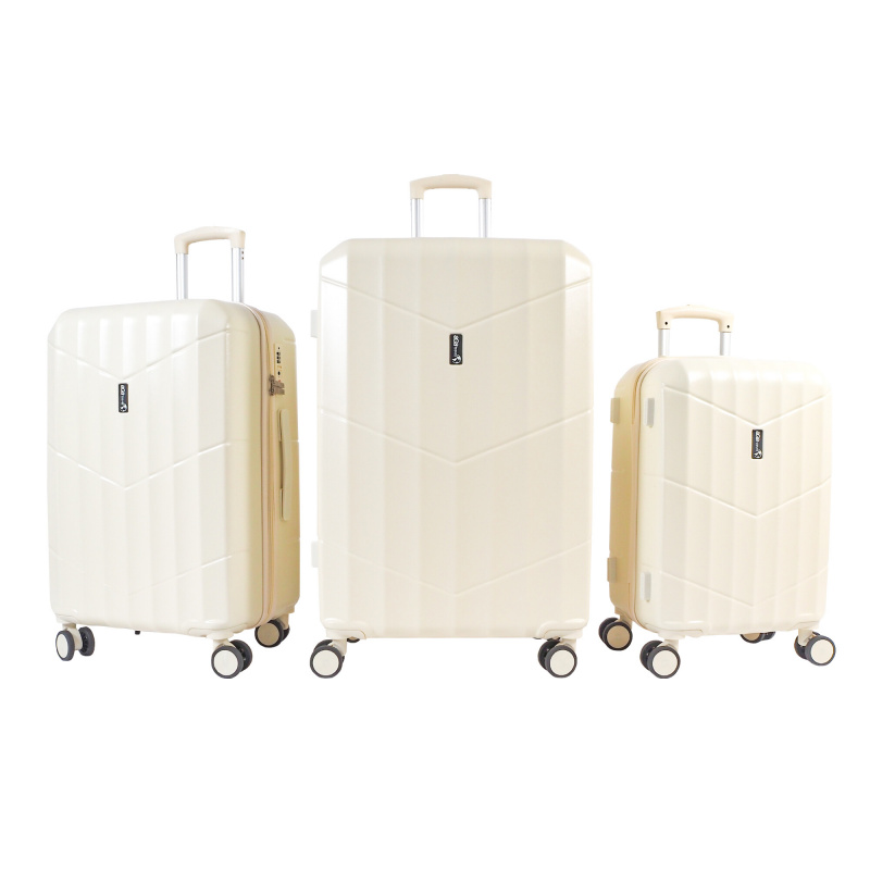 Aga Travel  Reisekofferset Hartschalenkoffer, Doppeltragegriff mit Zahlenschloss, Trolley Reisekoffer 3tgl 4 Rollen Reisekoffer MR4669 Beige