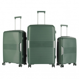 Aga Travel Kofferset 3-teilig MR4682 – Reisekoffer, Polypropylen, TSA-Schloss & 360° Rollen, leicht & robust, Handgepäck 33L/63L/93L, Dunkelgrün