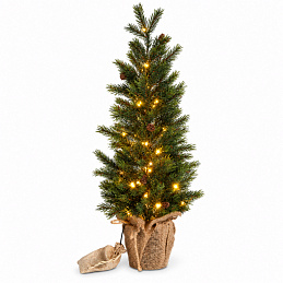 Aga Künstlicher Weihnachtsbaum im Blumentopf 70 cm verschneit mit LED-Beleuchtung