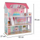 Aga MDF Holzpuppenhaus + Möbel 70cm rosa LED