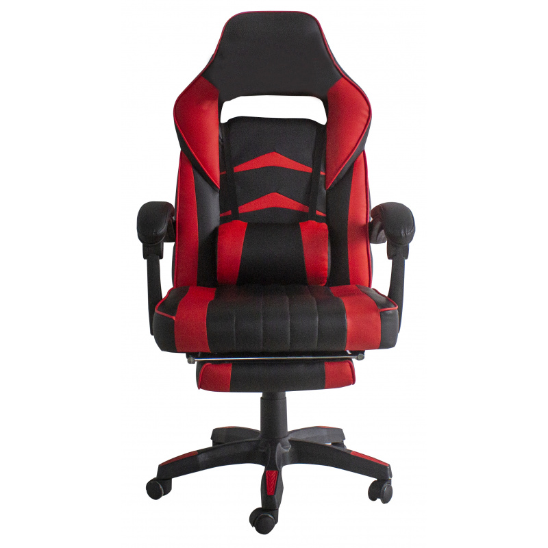 Aga Spielstuhl,Bürostuhl,Drehbarer Spielstuhl, Gamingstuhl, Racing Schreibtischstuhl, Chefsessel mit Fußstütze Schwarz - Rot